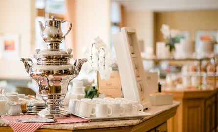 Detailaufnahme vom Frühstücksbuffet im Parkrestaurant 