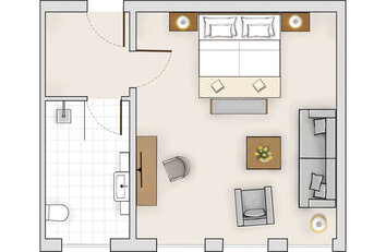 Grundriss Doppelzimmer Haupthaus Südlage