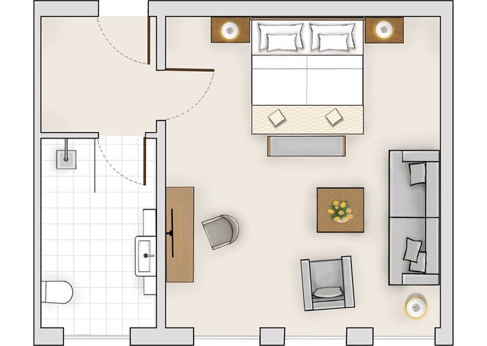 Grundriss Doppelzimmer Haupthaus Südlage