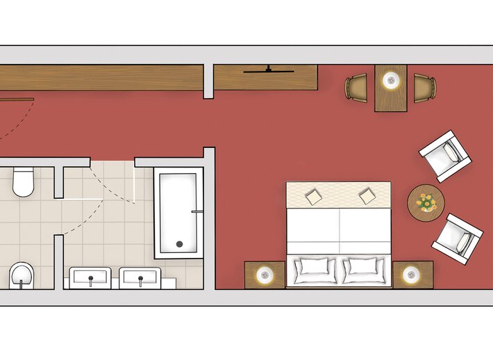 Grundriss Doppelzimmer Holzkontor Südlage