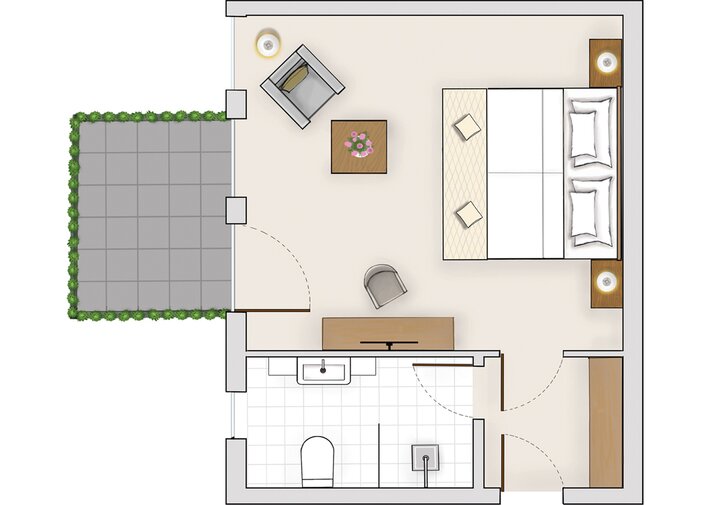 Haupthaus Doppelzimmer mit Knollenblick im Hotel Deimann