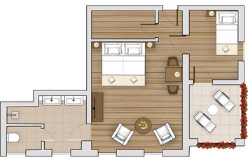 Grundriss Doppelzimmer mit Balkon Holzkontor
