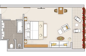 Grundriss Juniorsuite mit Innenhofblick im 5 Sterne Hotel Deimann