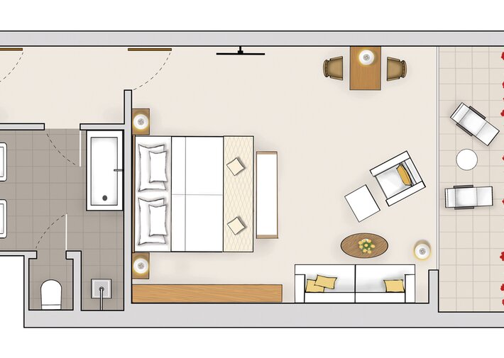 Grundriss Juniorsuite mit Innenhofblick im 5 Sterne Hotel Deimann