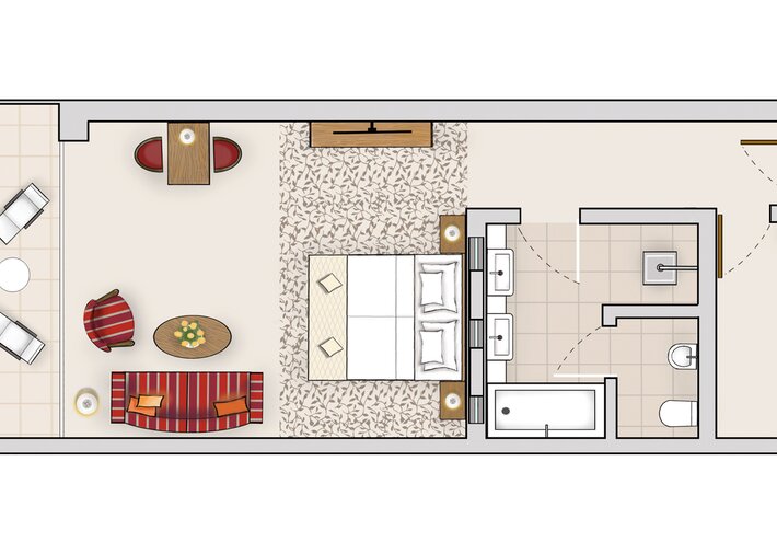 Grundriss Juniorsuite mit Panorama Alte Sägerei im Hotel Deimann