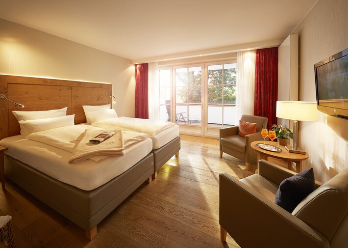 Schlafzimmer im Apartment Holzkontor im Hotel Deimann