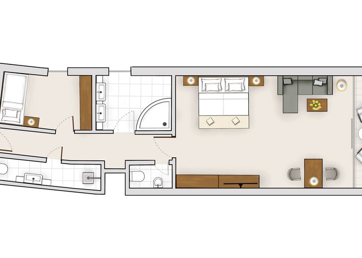 Dachgartensuite Grundriss im Haupthaus Hotel Deimann