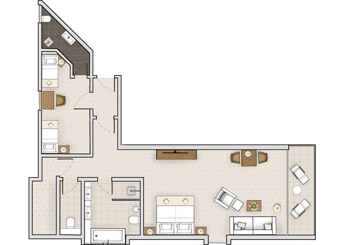 Grundriss Familienzimmer Gutshof mit Lennetalblick im Hotel Deimann