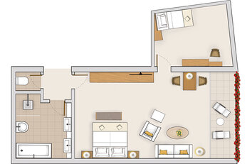 Grundriss vom Familienzimmer im Hotel Deimann Stammhaus