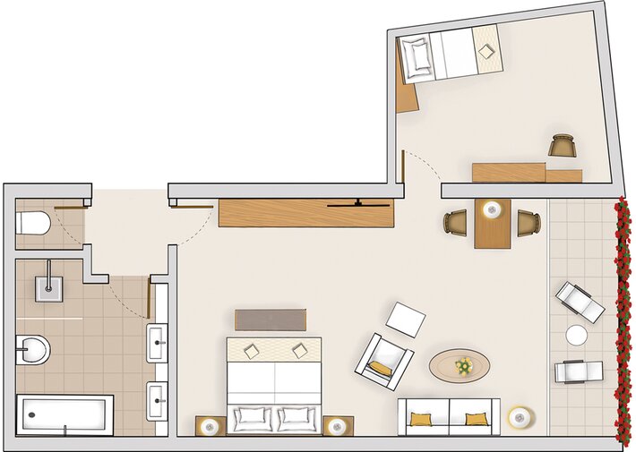 Grundriss vom Familienzimmer im Hotel Deimann Stammhaus