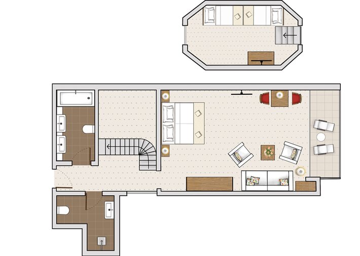 Familienzimmer Grundriss im Gutshof mit Knollenblick