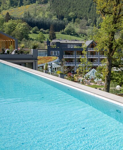 Infintiy Pool in der Sonne im Hotel Deimann Garten