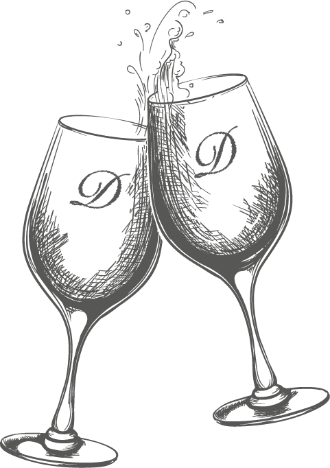 Zeichnung Zwei Gläser die Anstoßen