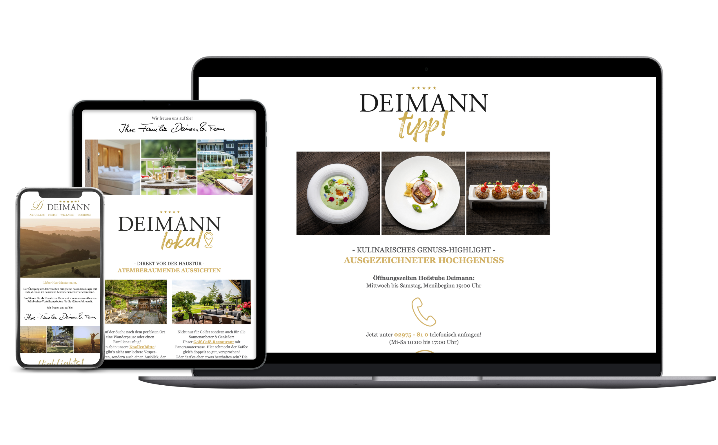 Deimann Tipp auf Smartphone Tablet und Desktop